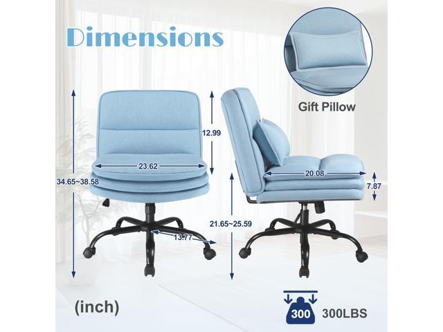 Furmax Criss Cross Legged Office Chair with Wheels, Armless Extra Wide Seat Swivel Desk Chair, Adjustable Height Comfy Task Chair with Thick...