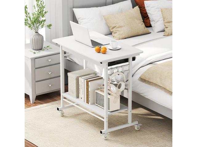 Tangkula Rolling Computer Desk Cart with Keyboard Tray, Mobile Portable Laptop PC Desk with CPU Stand & 3 Hooks for Sofa & Bed, Compact Small Desk...