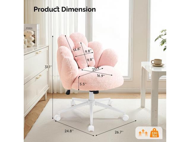 VINGLI Lovely Petal Vanity Desk Chair with Star Pillow, Height Adjustable Armless Swivel Chair in Vibrant Color-Blocking, Modern Computer Task...