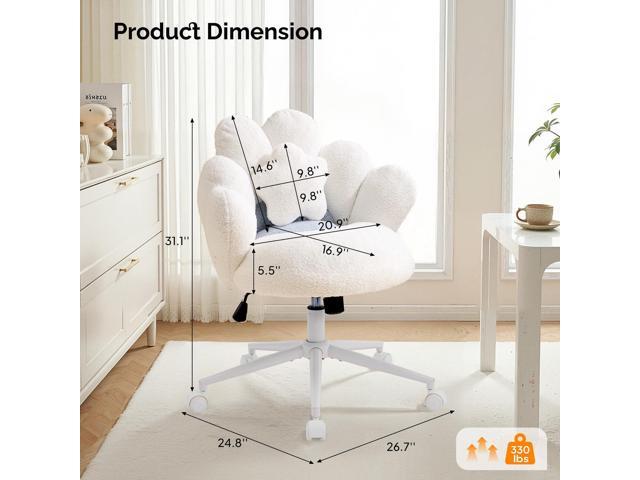 VINGLI Lovely Petal Vanity Desk Chair with Star Pillow, Height Adjustable Armless Swivel Chair in Vibrant Color-Blocking, Modern Computer Task...