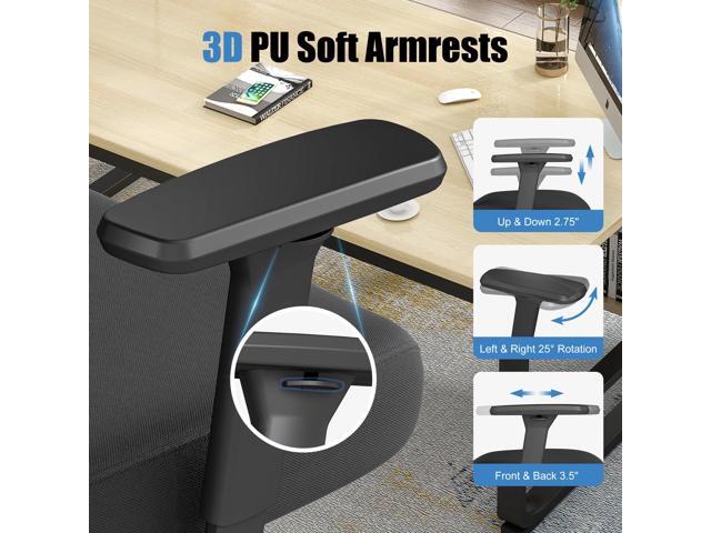 Ergonomic Office Chair with Footrest Adjustable Lumbar Support, 3D Armrests & Headrest, Wide-Seat High-Back Mesh Computer Chair with Casters,...