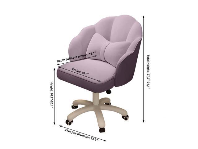 Vanity Chair with Wheels Velvet Petal Desk Chair Upholstered Tufted Home Office Chair for Women Girls, Height Adjustable Makeup Task Chair for...