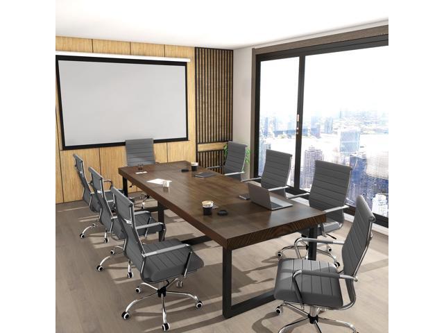 Home Office Chair Ribbed, Modern Leather Conference Room Chairs, Ergonomic Office Desk Chair, High Back Executive Computer Chair, Adjustable Swivel...