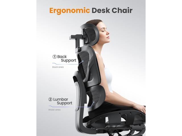 naspaluro Ergonomic Office Chair, High Back Mesh Desk Chair, 350lbs Capacity, Lumbar Support, 3D Armrest Headrest, Footrest, PU Wheels, Swivel...
