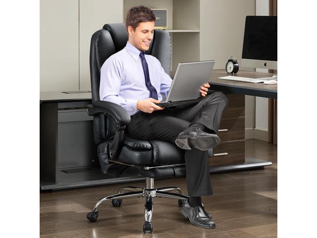 Massage Office Chair with Footrest, Heated 6-Point Vibration Ergonomic Executive Office Chair for Home, Big and Tall 500lbs Capacity Reclining High...
