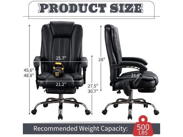Massage Office Chair with Footrest, Heated 6-Point Vibration Ergonomic Executive Office Chair for Home, Big and Tall 500lbs Capacity Reclining High...