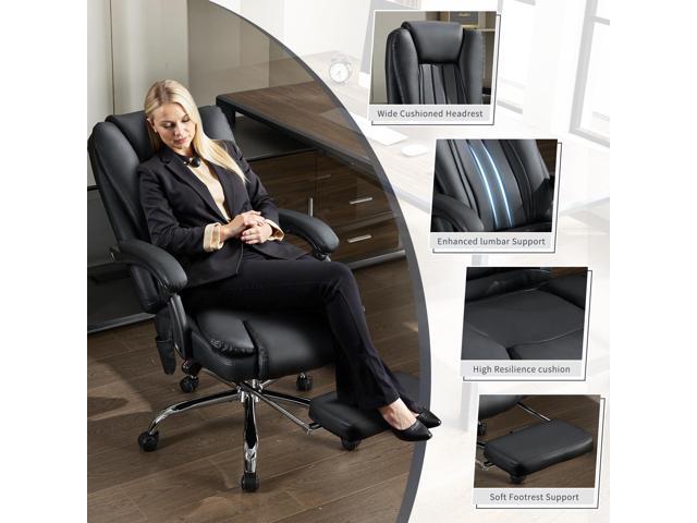 Massage Office Chair with Footrest, Heated 6-Point Vibration Ergonomic Executive Office Chair for Home, Big and Tall 500lbs Capacity Reclining High...