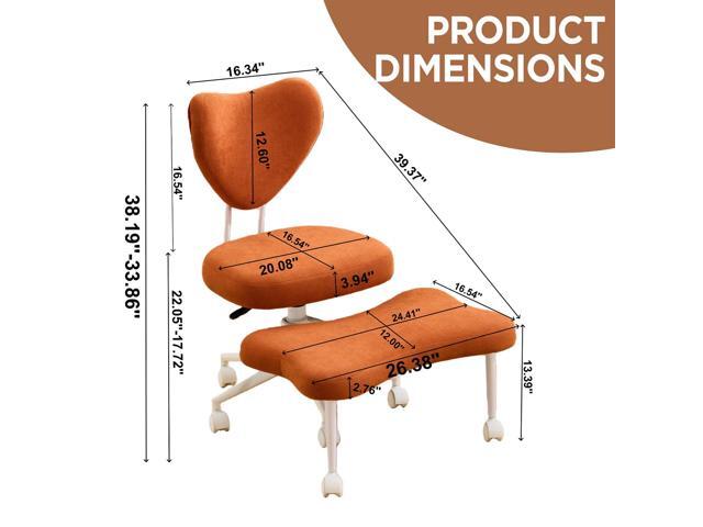 Orange Crossed Legged Office Chair, Criss Cross Office Chair with Adjustable Height, Lumbar Support & Wheels, Meditation Desk Chair for ADHD Home...