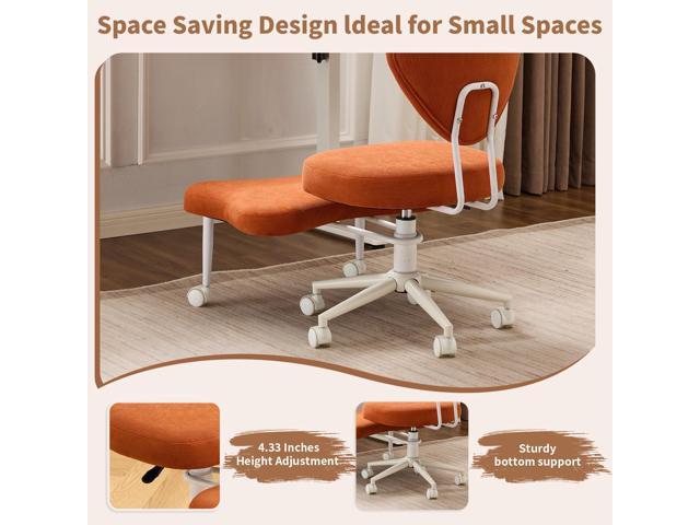 Orange Crossed Legged Office Chair, Criss Cross Office Chair with Adjustable Height, Lumbar Support & Wheels, Meditation Desk Chair for ADHD Home...