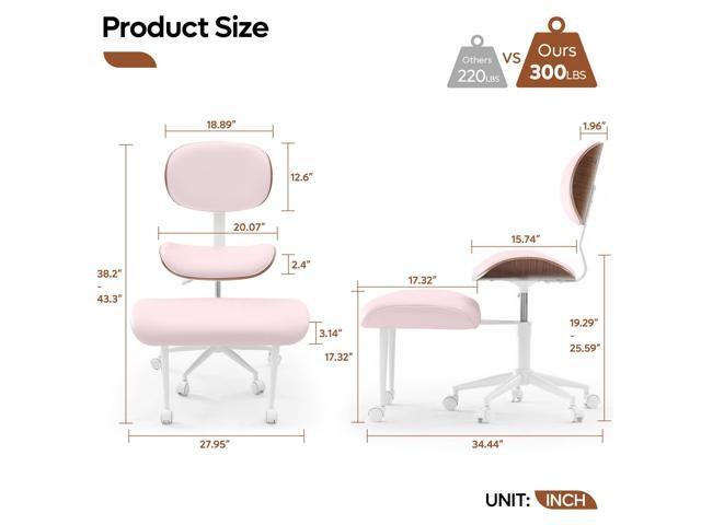 Bestier Ergonomic Cross Legged Office Chair for Women, Meditation Chair with Wider Back Support for Adults, 360° Swivel Office Chair with Wheels,...