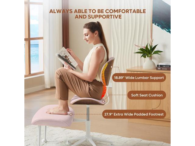 Bestier Ergonomic Cross Legged Office Chair for Women, Meditation Chair with Wider Back Support for Adults, 360° Swivel Office Chair with Wheels,...