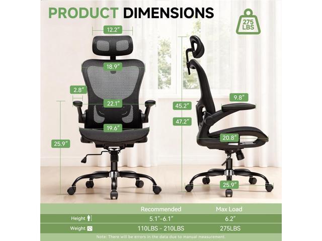 GTPLAYER Office Chair, Home Ergonomic Desk Chair with High Back Mesh, Mesh Office Computer Desk Chairs with Adjustable Lumbar Support, Rolling Work...
