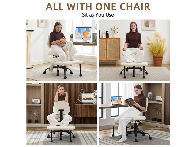 Ergonomic Cross Legged Office Chair, Criss Cross Chair with Wheels, 360°Swivel ADHD Meditation Kneeling Yoga Seat with Adjustable Height, Ergonomic...
