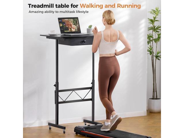 COMHOMA Small Standing Desk Adjustable Height Small Computer Desk Mobile Portable Rolling Laptop Table with Wheels 32' Computer Workstation Sit...