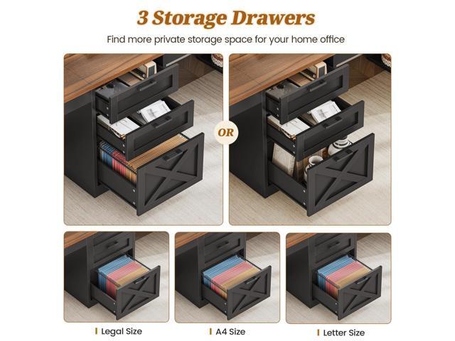 SEDETA Farmhouse 96.5' Office Desk with Drawers, 2 Person Gaming Desk with Storage, Double Computer Desk with Storage Drawers, Long Two Person...