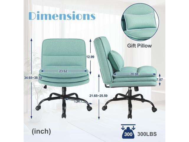 Furmax Criss Cross Legged Office Chair with Wheels, Armless Extra Wide Seat Swivel Desk Chair, Adjustable Height Comfy Task Chair with Thick...