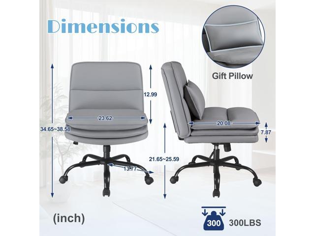 Furmax Criss Cross Legged Office Chair with Wheels, Armless Extra Wide Seat Swivel Desk Chair, Adjustable Height Comfy Task Chair with Thick...