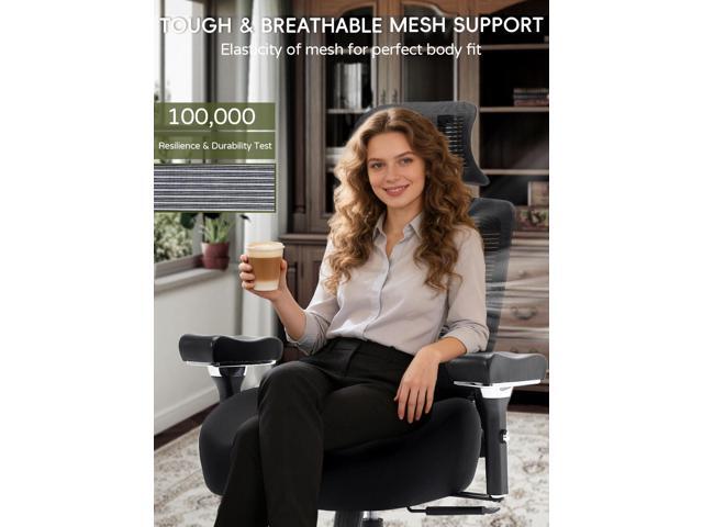 Big and Tall Office Chair 550lbs, Ergonomic Desk Chair with W Thick Cushion & 4D Armrest, Executive Mesh Desk Chair with Adjustable Lumbar Support,...