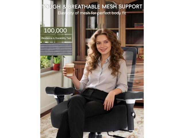 Big and Tall Office Chair 550lbs, Ergonomic Desk Chair with W-Shaped Thick Seat Cushion & 4D Armrest, Executive Mesh Desk Chair with Adjustable...