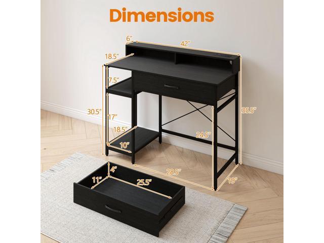 Giantex Computer Desk with Drawer, 42' Small Computer Workstation w/Charging Station & Monitor Stand, PC Laptop Desk w/Storage Shelves &...