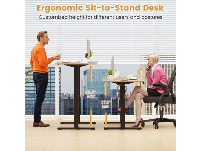 Tangkula Electric Standing Desk Frame, Height Adjustable Computer Desk Base with LED Display & 2 Memory Positions, Ergonomic Home Office Sit Stand...