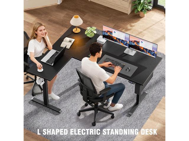 L Shaped Electric Standing Desk,63 Inch Adjustable Height Sit to Stand Corner Desk with Memory Presets, Reversible Computer Table for Home Office,...