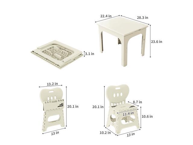 UNICOO Kids Foldable & Height Adjustable Table Set w/2 Folding Chairs, Compact, Collapsible & Portable, Toddler Activity, Picnic Table, Card...