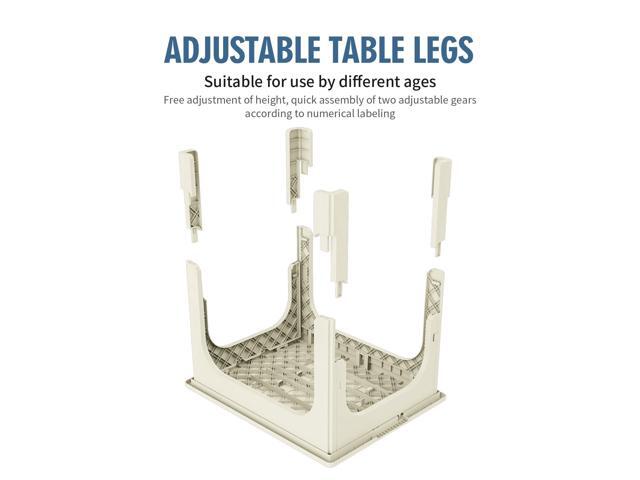 UNICOO Kids Foldable & Height Adjustable Table Set w/2 Folding Chairs, Compact, Collapsible & Portable, Toddler Activity, Picnic Table, Card...