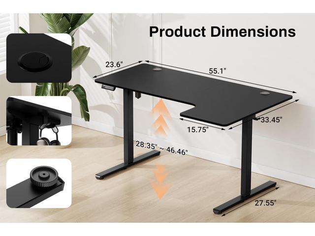 EcoZen Standing Desk Electric Height Adjustable Desk 55 x 33.5 Inches L Shaped Sit Stand up Desk, Computer Home Office Desk Memory Preset with...