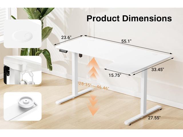 EcoZen Standing Desk Electric Height Adjustable Desk 55 x 33.5 Inches L Shaped Sit Stand up Desk, Computer Home Office Desk Memory Preset with...