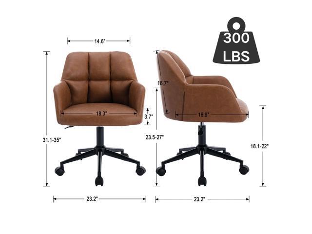 Wahson Brown Leather Office Desk Chair with Mid Back Support, Comfy Adjustable Height Computer Chair, Modern Vanity Chair 360° Rolling Swivel Task...