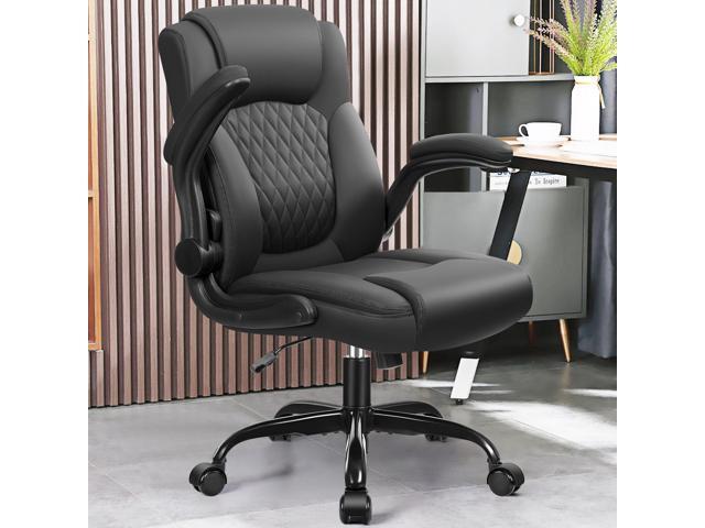 Leather Office Chair, PU Home Computer Desk Chairs with Ergonomic Back Support, 360°Swivel Free, Small Gaming Chair with Wheels and Adjustable...