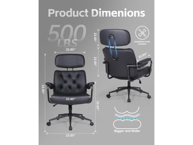 Mid-Century Home Modern Office Desk Chair, Ergonomic Computer Chair with Wheels Adjustable Height, Extra Wide Swivel Comfy Executive Task Armrests...
