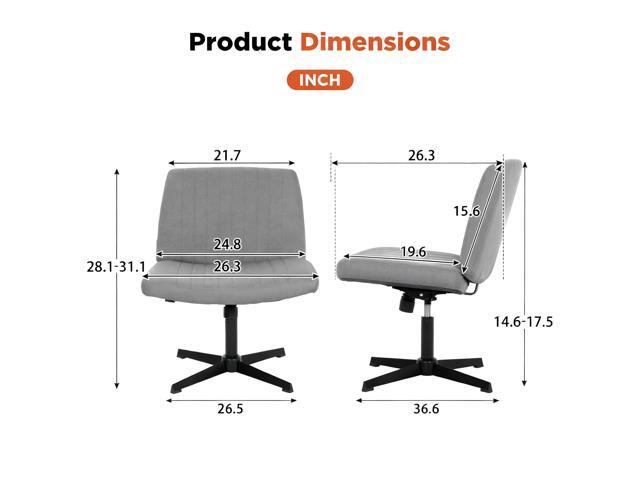 Criss Cross Chair, Armless Desk Chair no Wheels, Cross Legged Office Chair, Swivel Vanity Chair, Height Adjustable Wide Seat Computer Task Chair...