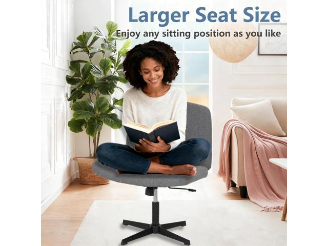 Criss Cross Chair, Armless Desk Chair no Wheels, Cross Legged Office Chair, Swivel Vanity Chair, Height Adjustable Wide Seat Computer Task Chair...