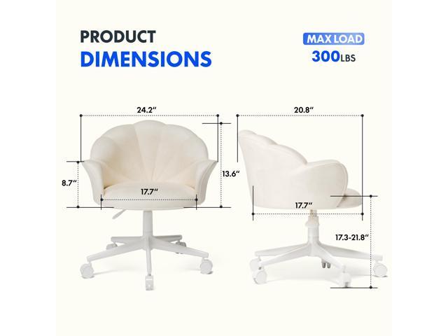 FLEXISPOT Makeup Vanity Chair with Back Velvet Armless Home Office Desk Chairs with Wheels, Cute Flower Modern Accent Chair for Girls Women Living...