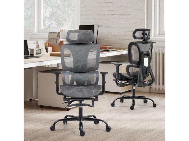 ECOTOUGE Mesh Ergonomic Office Chair with Footrest, High Back Mesh Gaming Chair with Lumbar Support, Adjustable Headrest and Armrests for Home...