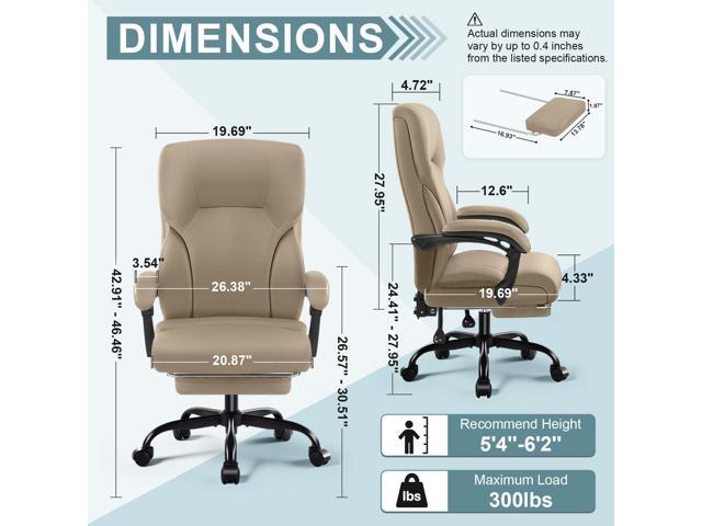 Executive Office Chair,High Back Ergonomic Comfy Desk Chair with Footrest and Padded Linkage Armrests,PU Leather Heavy Duty Computer Swivel Rolling...