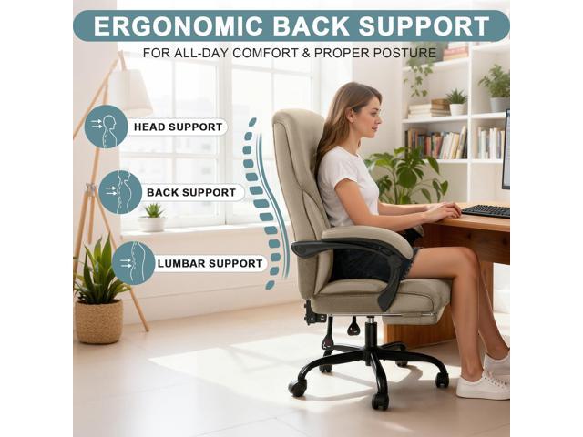 Executive Office Chair,High Back Ergonomic Comfy Desk Chair with Footrest and Padded Linkage Armrests,PU Leather Heavy Duty Computer Swivel Rolling...