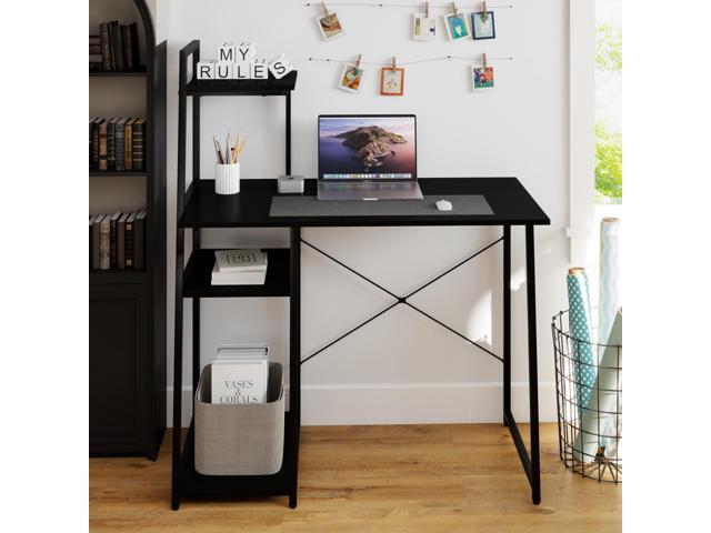 Tangkula Computer Desk with Shelves, Space Saving Home Office Desk with 3-Tier Ladder Shaped Storage Bookshelf, Modern Writing Study Desk with...