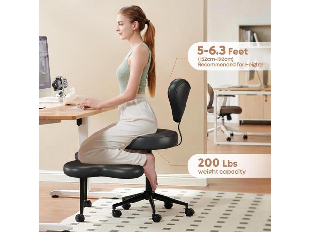 Nost & Host Cross Legged Office Chair with Wheels, 4INCH ADHD Chair for Adults, Meditation Chair, Height Adjustable Seat, Yoga Chair, PU Leather,...