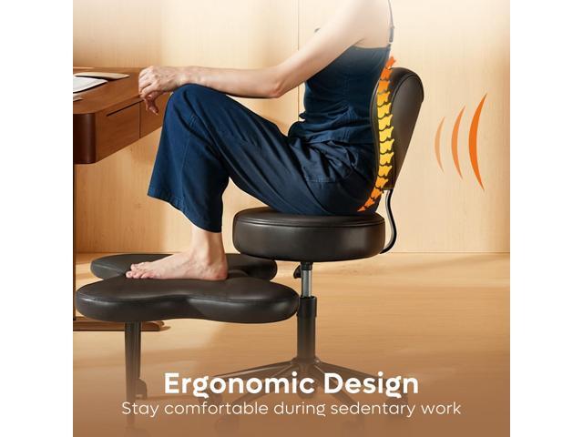 Nost & Host Cross Legged Office Chair with Wheels, 4INCH ADHD Chair for Adults, Meditation Chair, Height Adjustable Seat, Yoga Chair, PU Leather,...