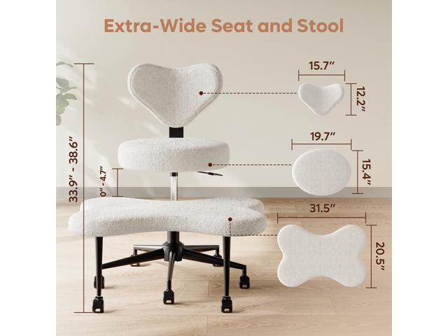 Nost & Host Cross Legged Office Chair with Wheels, 4INCH ADHD Chair for Adults, Meditation Chair, Height Adjustable Seat, Yoga Chair, Teddy Fabric,...