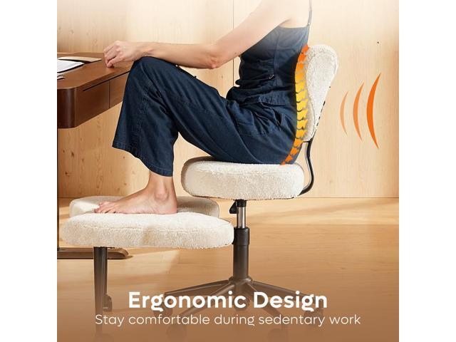 Nost & Host Cross Legged Office Chair with Wheels, 4INCH ADHD Chair for Adults, Meditation Chair, Height Adjustable Seat, Yoga Chair, Teddy Fabric,...