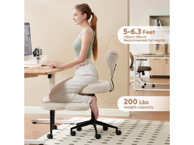 Nost & Host Cross Legged Office Chair with Wheels, 4INCH ADHD Chair for Adults, Meditation Chair, Height Adjustable Seat, Yoga Chair, Teddy Fabric,...