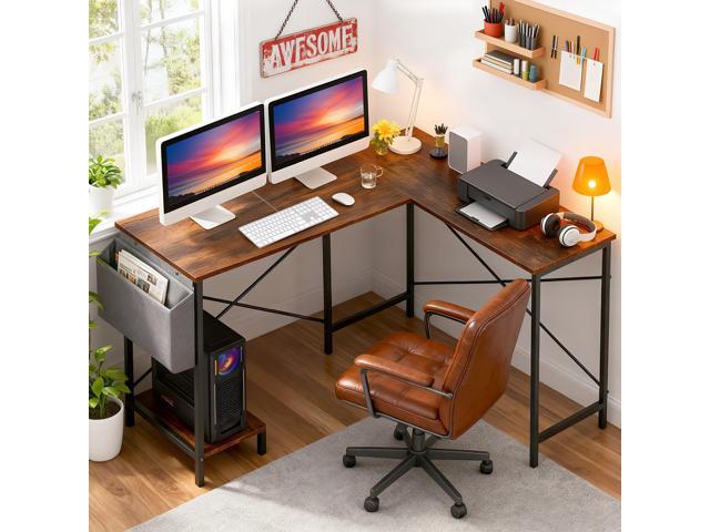 PayLessHere 50 Inch L-Shaped Computer Desk,Gaming Desk with Durable Metal Frame,Corner Desk with Side Storage Bag & CPU Stand for Home Office...