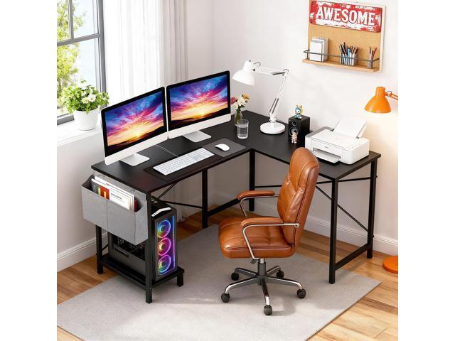 PayLessHere 50 Inch L-Shaped Computer Desk,Gaming Desk with Durable Metal Frame,Corner Desk with Side Storage Bag & CPU Stand for Home Office...