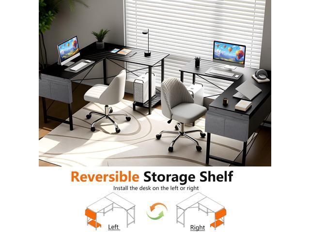 PayLessHere 50 Inch L-Shaped Computer Desk,Gaming Desk with Durable Metal Frame,Corner Desk with Side Storage Bag & CPU Stand for Home Office...