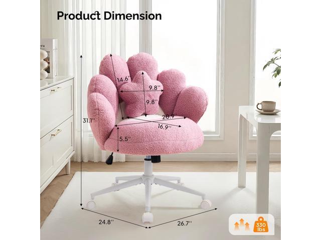 VINGLI Cute Petal Vanity Desk Chair with Star Pillow, Armless Swivel Chair in Vibrant Color-Blocking, Height Adjustable Modern Computer Task Chair...