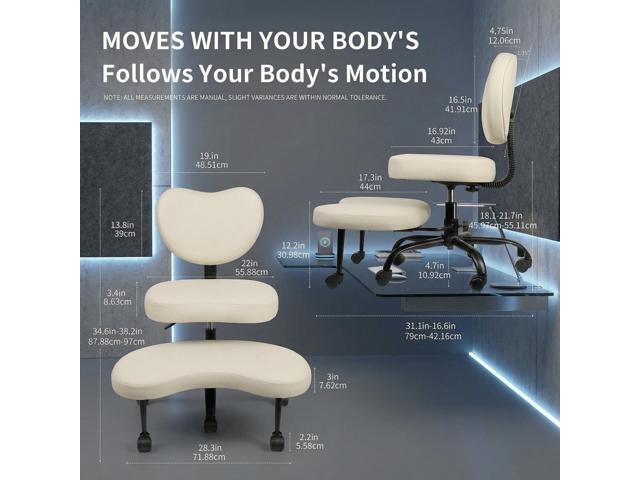 Ergonomic Criss Cross Chair, Oversized Cross Legged Office Chair with Lumbar Support & 6.7' Retractable Footrest, ANSI/BIFMA Certified ADHD...